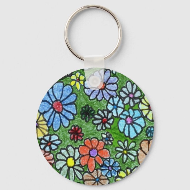 "Fun Floral #2" Floral Keychain (Front)