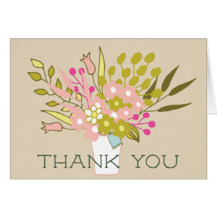 Fun Floral Artwork in Pink & Green Thank you