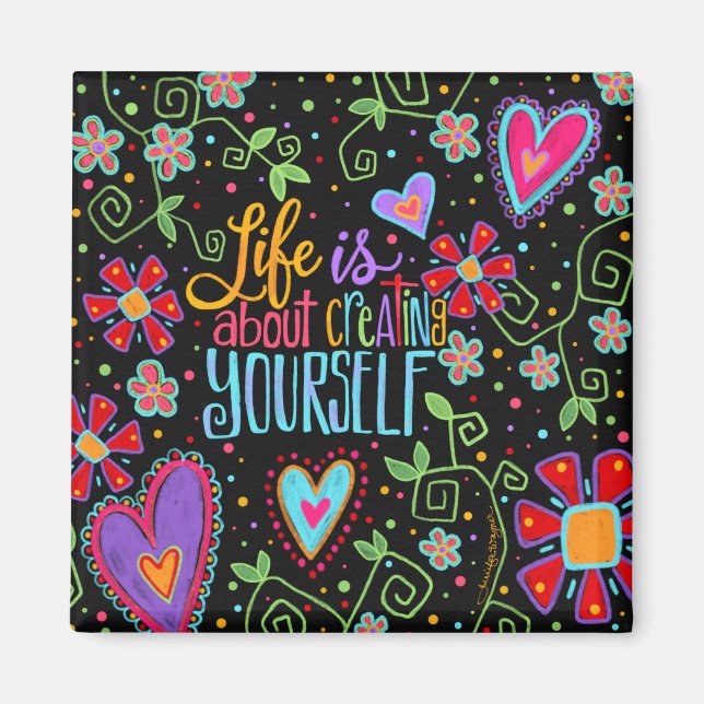 Fun Floral, Funky Create Yourself Magnet (Front)
