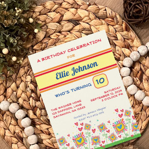 Fun Floral Girly Cute Customised Number Birthday Invitation