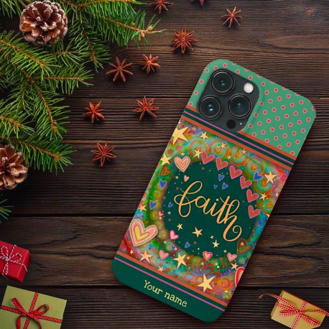 Fun Floral Green Faith Inspirivity Name Case-Mate iPhone Case (Creator Uploaded)