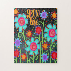 Fun Floral “Grow Love” Jigsaw Puzzle