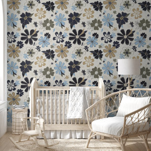 Fun Floral Retro Pattern Wallpaper
