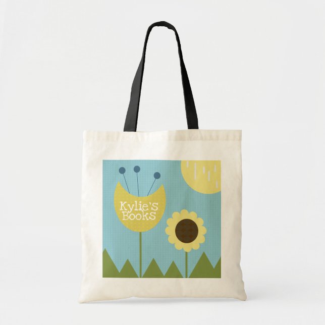 Fun Florals Geometrical Scenery Library Books Tote Bag (Front)