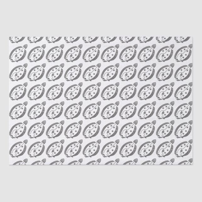 Fun Flounder Fish in Black and White Tissue Paper (Front)