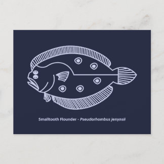 Fun Flounder Fish in Light Purple on Deepest Blue Postcard