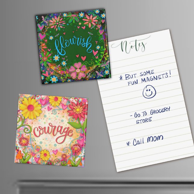 Fun Flourish Green Floral Modern Inspirivity Magnet (Creator Uploaded)
