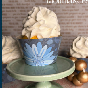 Fun Flower Cupcake wrapper, blue cupcake wrappers