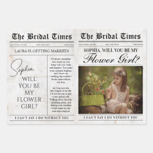 Fun Flower Girl Proposal Newspaper Flower Bouquet Wrapping Paper Sheet