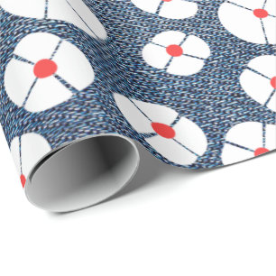 Fun Flower on Denim Wrapping Paper