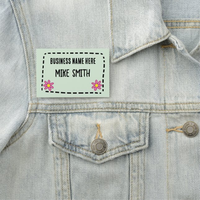 Fun Flowers Green Name Badge (In Situ)