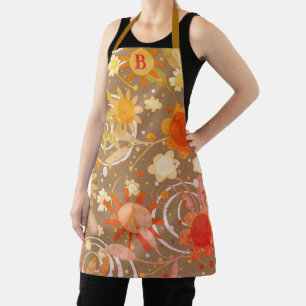 Fun Flowers Modern Monogrammed Inspirivity  Apron