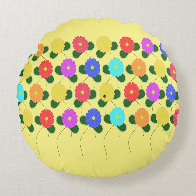 Fun Flowers Round Cushion (Front)