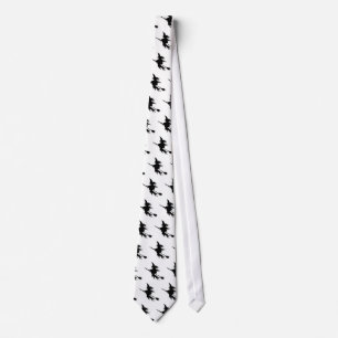 Fun Flying Witch on a Broomstick Halloween Tie