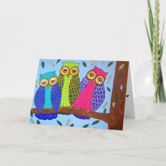 Fun Folk Art  Owls Mother's Day Card