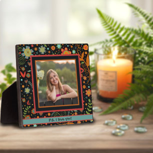 Fun Folk Floral Cute Photo Customised Love Message Plaque