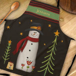 Fun Folk Snowman Whimsical Christmas Inspirivity Apron<br><div class="desc">Cute Personalised Folk Snowman Christmas apron. Add some spice to your kitchen with this fun-lovin’ Inspirivity apron. This trendy apron would look great on you as you’re whipping up those healthy meals. The whimsical hearts and flowers add joy to this hand drawn art piece. The fun pop of colour makes...</div>