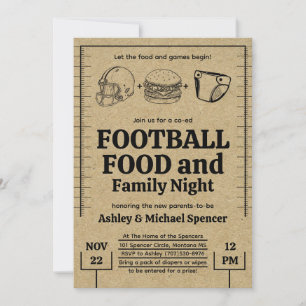 Fun, Football, and Diapers Baby Shower Invitation