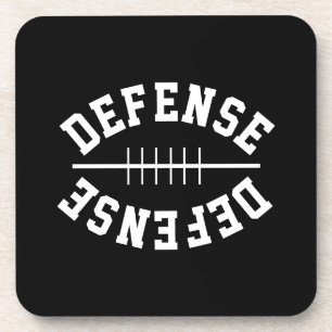 Fun Football DEFENSE Text On Bright Royal Blue Coaster