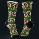 Fun Forest Green Newlyweds Photo Pattern Socks<br><div class="desc">These fun forest green newlyweds photo pattern wedding dress or casual socks feature the couple's photo and white hearts in an offset pattern and their names and wedding date! These are perfect for the groom as he walks down the aisle, as a gift for the bride, as a bridal party...</div>