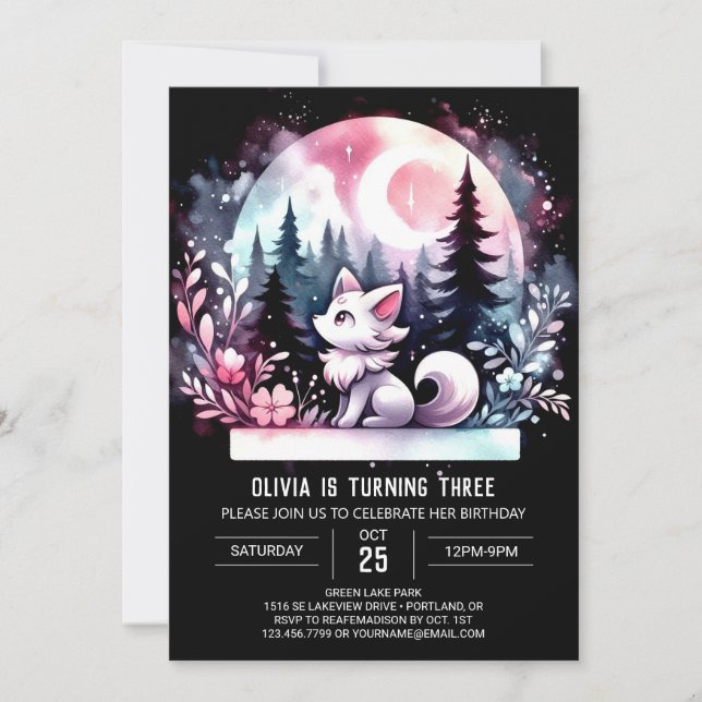 Fun Forest Wolf Birthday Invitation (Front)