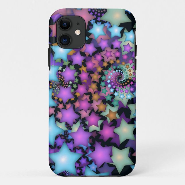 Fun Fractal Art Colourful Stars Case-Mate iPhone Case (Back)