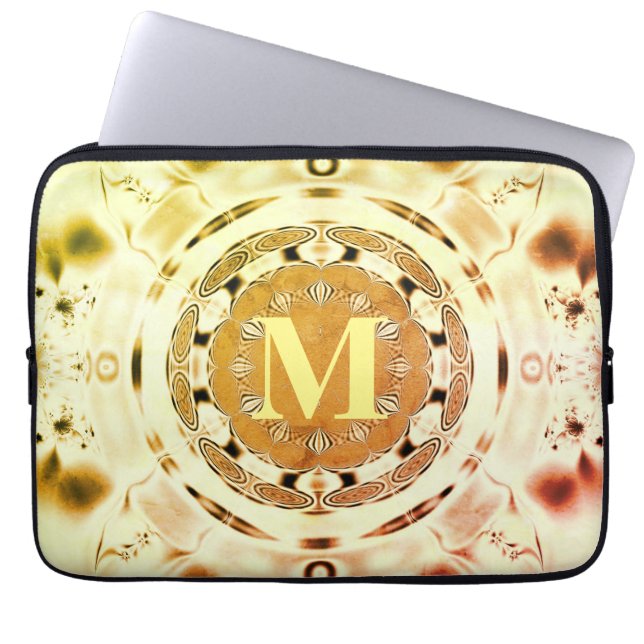 Fun Fractal Art Monogram Laptop Sleeve (Front)
