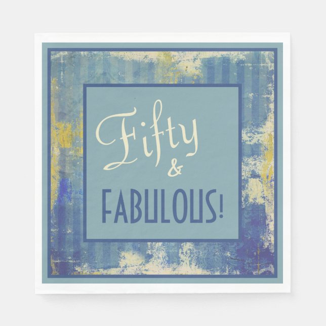 Fun Framed Retro Fifty & FABULOUS! 50th Birthday Napkin (Front)