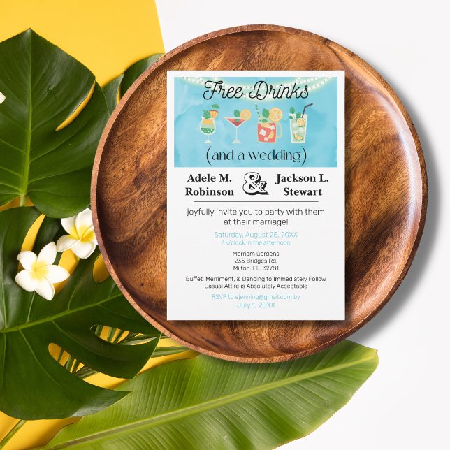 Fun Free Drinks (and a Wedding Invitation) Invitation (Creator Uploaded)