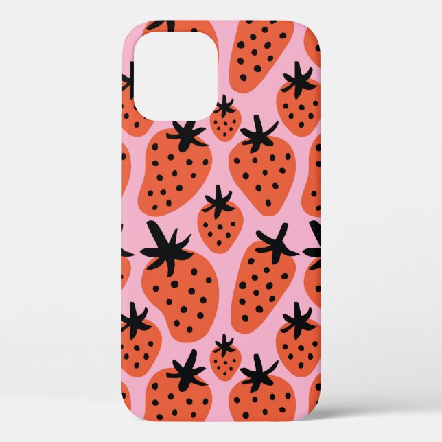 Fun free hand flower and strawberry drawing. Seaml Case-Mate iPhone Case (Back)