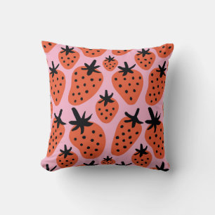 Fun freehand drawing strawberry seamless pattern d cushion