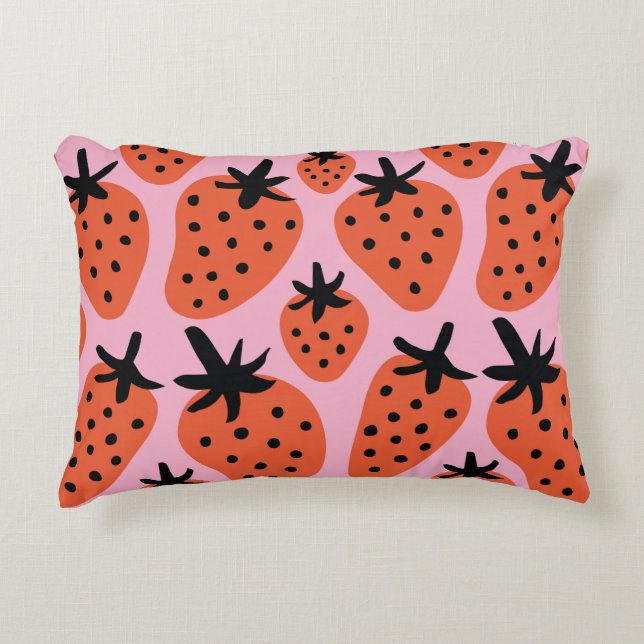 Fun freehand drawing strawberry seamless pattern d decorative cushion (Front)