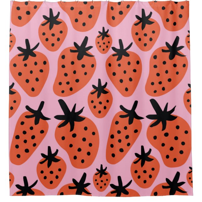 Fun freehand drawing strawberry seamless pattern d shower curtain (Front)