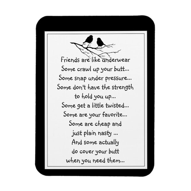 Fun Friend are like Underwear Quote Birds Magnet (Vertical)