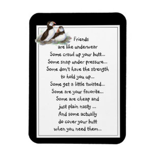 Fun Friend are like Underwear Quote Puffin Magnet