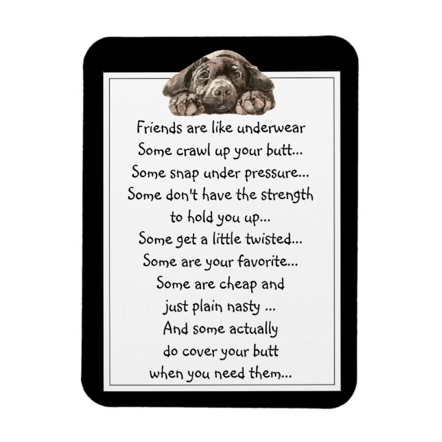 Fun Friend are like Underwear Quote with Dog Magnet (Vertical)