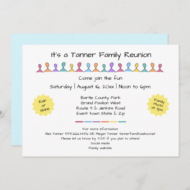Fun Friends or Family Reunion Party Invitation (Front/Back)