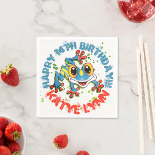 Fun Frog Personalised Party Colourful Paint Splash Napkin