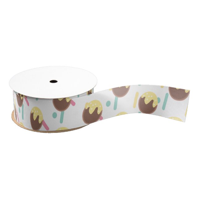 Fun Frosted Sprinkles Teal Cake Pop Doughnut Hole Grosgrain Ribbon (Spool)