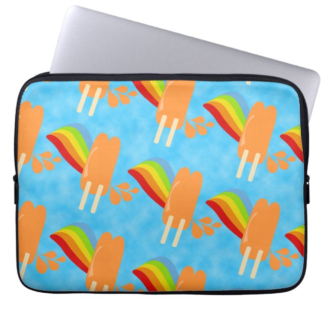Fun Frozen Treat Orange Pop Retro Rainbow Laptop Sleeve (Front)