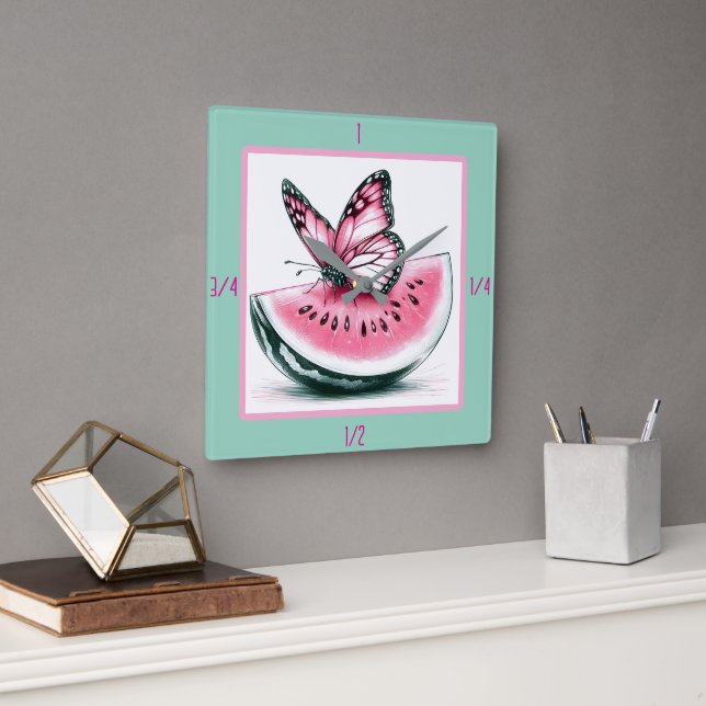 Fun Fruit And Butterfly Wall Clock (Office)