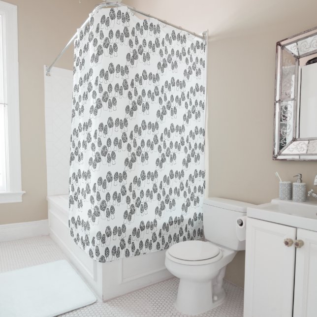 Fun Fungi Morel Mushroom Pattern Shower Curtain (In Situ)
