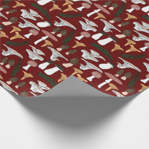 Fun Fungi Mushroom Fern Pattern Gift Wrapping Paper