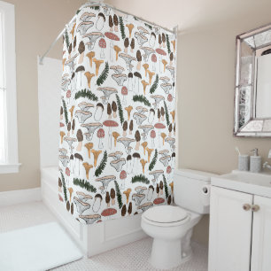 Fun Fungi Mushroom Fern Pattern   Shower Curtain