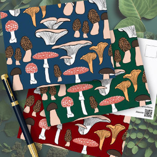 Fun Fungi Mushroom Pattern Postcard