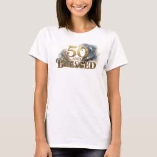 Fun & Funky 50 AND BLESSED Graphic Tee Design