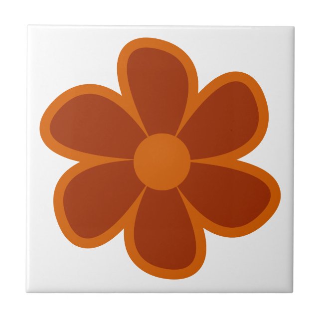 Fun Funky 60s 70s Retro Flower Ceramic Tile (Front)