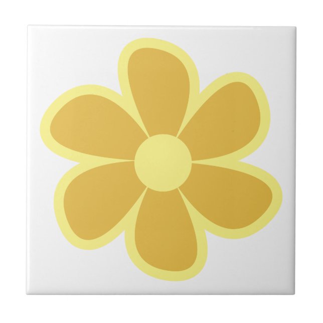 Fun Funky 60s 70s Retro Flower Ceramic Tile (Front)