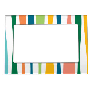 Fun Funky Bold Colourful Stripes Magnetic Frame