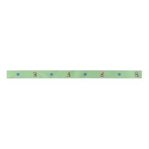 Fun & Funky Christmas Dinosaurs on 1.5" Green  Satin Ribbon